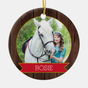 Horse Christmas rustic chic Custom Photo + Text Ceramic Tree Decoration