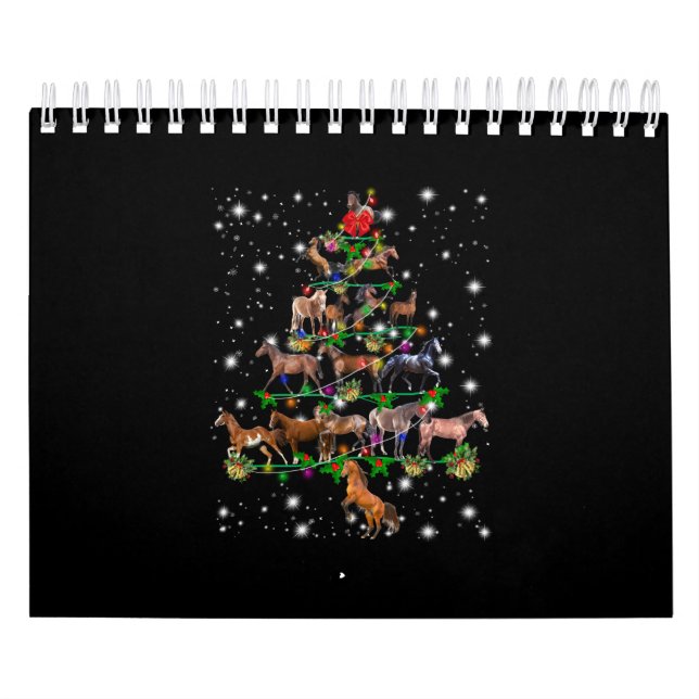 Horse Christmas Tree Covered By Flashlight Calendar (Cover)