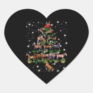 Horse Christmas Tree Covered By Flashlight Heart Sticker
