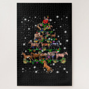 Horse Christmas Tree Covered By Flashlight Jigsaw Puzzle
