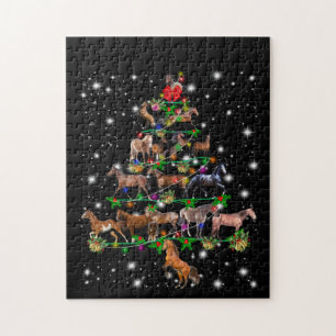 Horse Christmas Tree Covered By Flashlight Jigsaw Puzzle