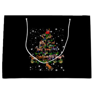 Horse Christmas Tree Covered By Flashlight Large Gift Bag