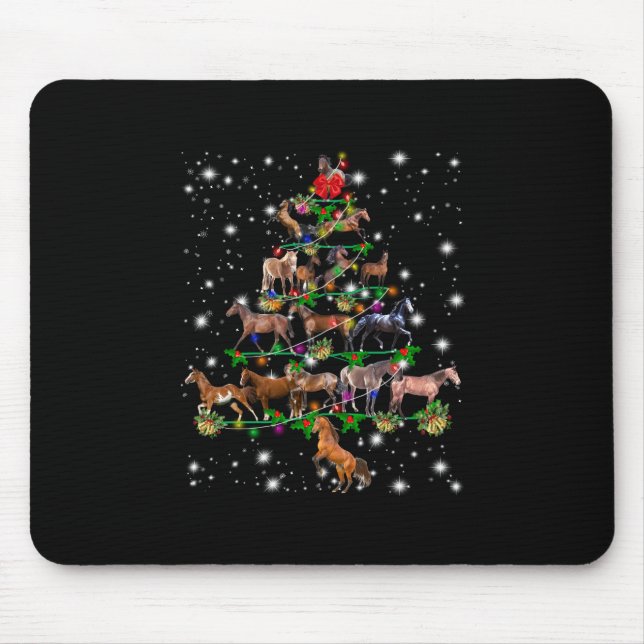 Horse Christmas Tree Covered By Flashlight Mouse Mat (Front)