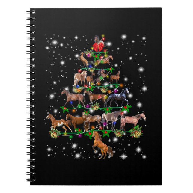 Horse Christmas Tree Covered By Flashlight Notebook (Front)