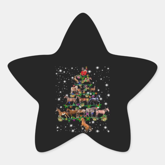 Horse Christmas Tree Covered By Flashlight Star Sticker (Front)