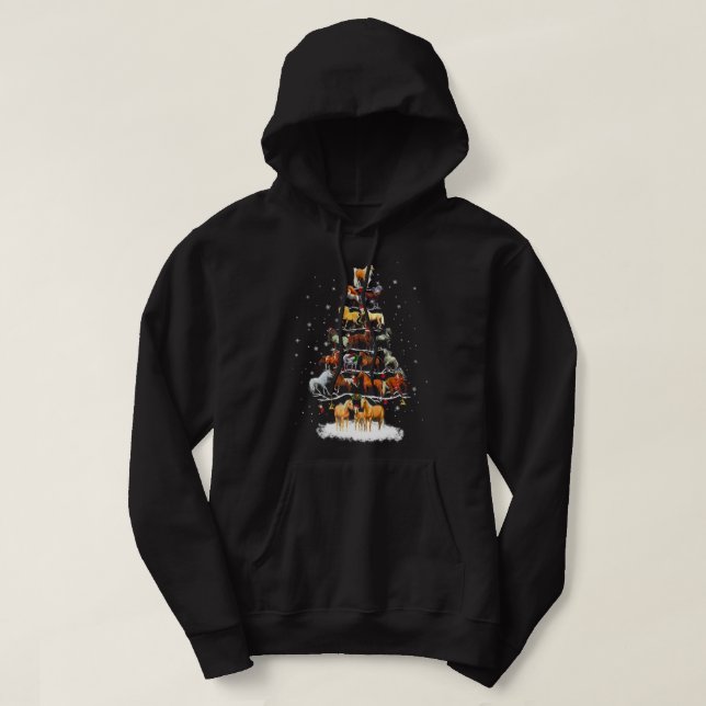 Horse Christmas Tree Horses Winter Xmas Tree Hoodie (Design Front)
