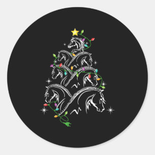 Horse Christmas Tree Xmas Lighting , Uni-adults_ki Classic Round Sticker