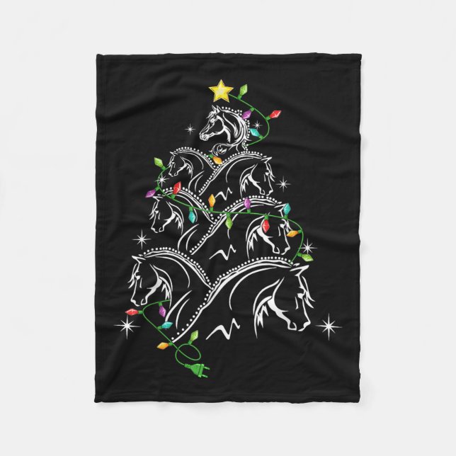Horse Christmas Tree Xmas Lighting , Uni-adults_ki Fleece Blanket (Front)