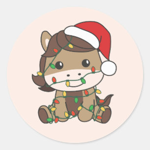 Horse Christmas Winter Animals Holiday Horses Classic Round Sticker