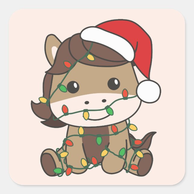Horse Christmas Winter Animals Holiday Horses Square Sticker (Front)