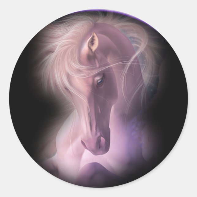 horse classic round sticker (Front)