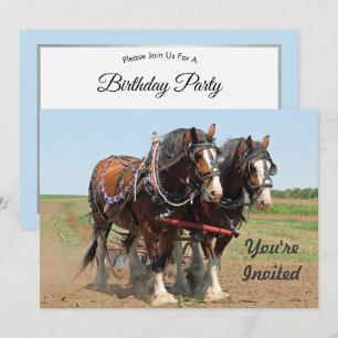 Horse Clydesdale Farming Photo Birthday Invitation