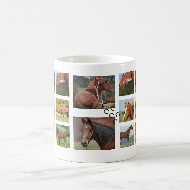 Horse Collage Photo Mug (Round) (Center)