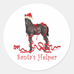 Horse Colt Santa's Helper Santa's Hat Classic Round Sticker