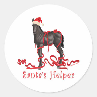 Horse Colt Santa's Helper Santa's Hat Classic Round Sticker
