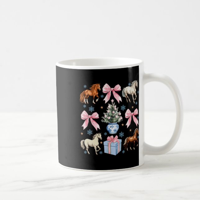 Horse Coquette Bow Christmas Horses Farmer Cowgirl Coffee Mug (Right)