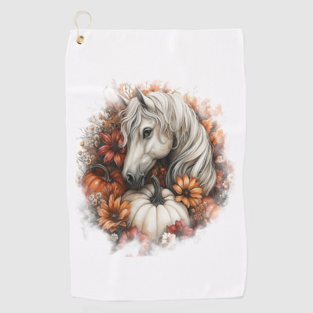 Horse Country Pumpkin Golf Towel (Front)