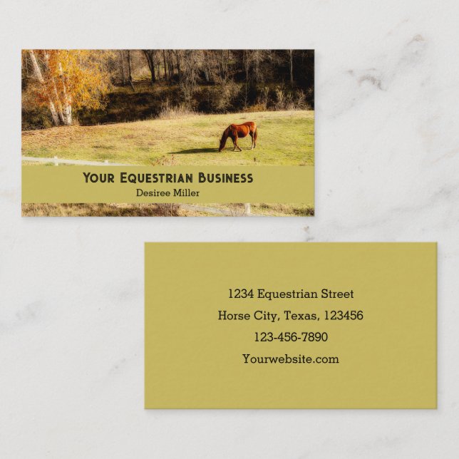 Horse Country Rustic Autumn Business Card (Front/Back)
