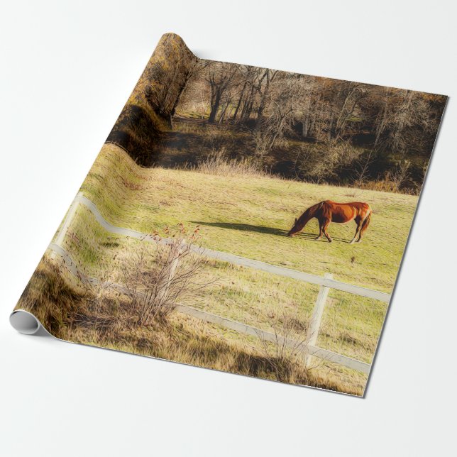 Horse Country Rustic Autumn Decoupage Wrapping Paper (Unrolled)