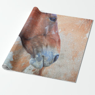 Horse Country Rustic Brown Western Decoupage Wrapping Paper