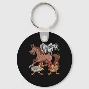 Horse Cow Chicken Kids Farm Gift Funny Farmer Anim Key Ring