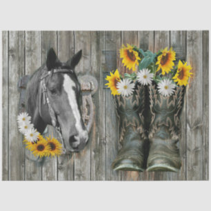 Horse Cowboy Boots Horseshoe Sunflowers Daisies Tissue Paper