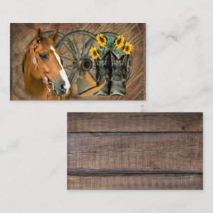 Horse Cowboy Boots Wagon Wheel Sunflowers Western Business Card