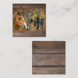 Horse Cowboy Boots Wagon Wheel Sunflowers Western Card