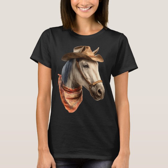 Horse Cowboy Equestrian Riding Funny Graphic  T-Shirt (Front)