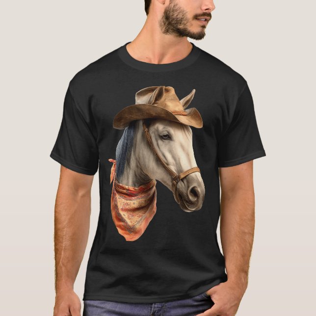 Horse Cowboy Equestrian Riding Funny Graphic  T-Shirt (Front)