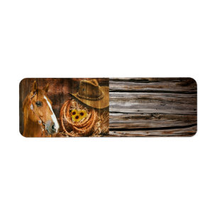 Horse Cowboy Hat Lasso Sunflower Rustic Barn Board