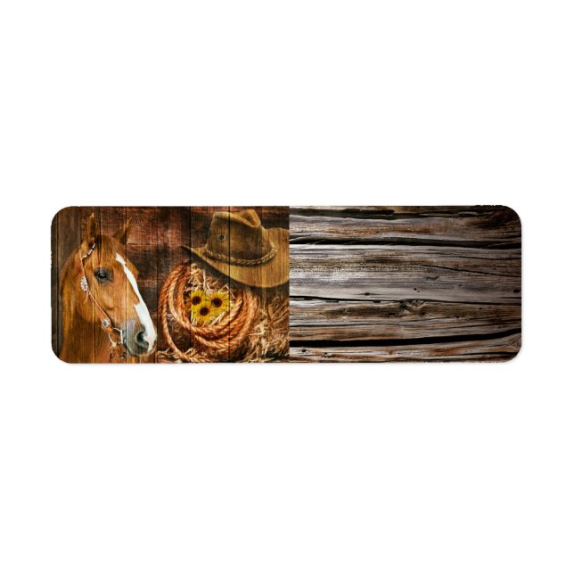 Horse Cowboy Hat Lasso Sunflower Rustic Barn Board (Front)