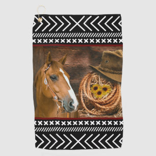 Horse Cowboy Hat Lasso Western Pattern Golf Towel