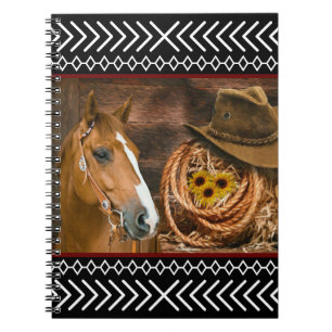 Horse Cowboy Hat Lasso Western Pattern Notebook
