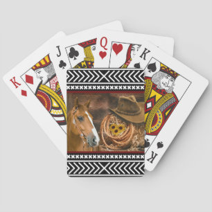 Horse Cowboy Hat Lasso Western Pattern Playing Cards