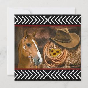 Horse Cowboy Hat Lasso Western Pattern Thank You Card