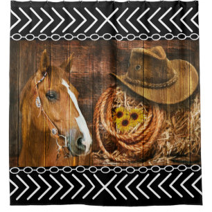 Horse Cowboy Hat Lasso Western Shower Curtain