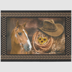 Horse Cowboy Hat Lasso Western Sunflowers Tissue Paper