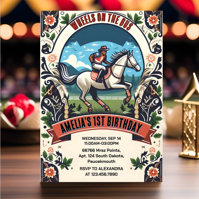 Horse Cowboy Kentucky Derby Party 1st Birthday Invitation (Creator Uploaded)