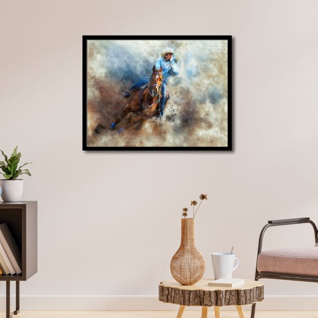 Horse Cowboy Rodeo Print Poster Artwork (rodeo cowboy)
