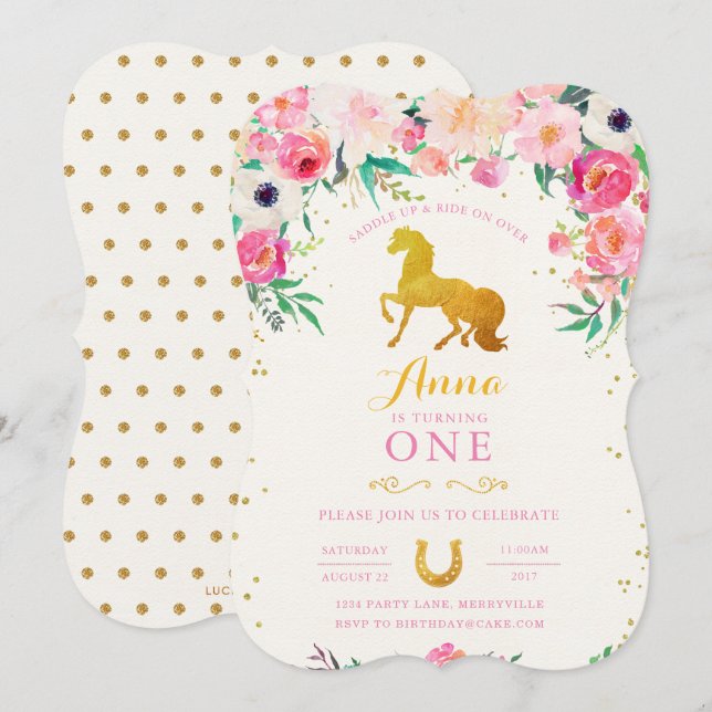 Horse Cowgirl Birthday Invitation (Front/Back)