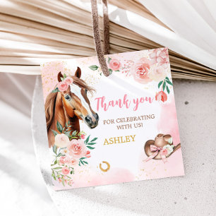 Horse Cowgirl Birthday Party Square Favour Tags