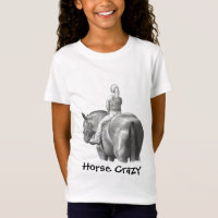 HORSE CRAZY: SHIRT: GIRL: PENCIL, HORSEBACK