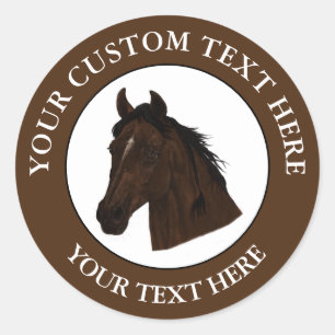 Horse Custom Text Classic Icon Logo 1 1/2"  Round Sticker