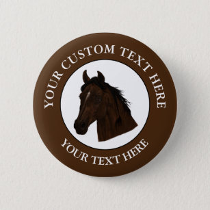 Horse Custom Text Classic Icon Logo  6 Cm Round Badge