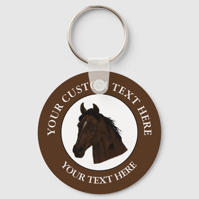 Horse Custom Text Classic Icon Logo  Key Ring (Front)