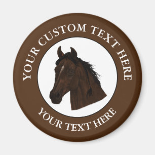 Horse Custom Text Classic Icon Logo  Magnet