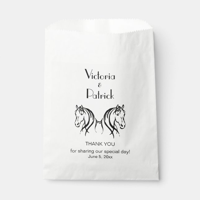 Horse Custom Thank You Wedding Favour Bags (Front)