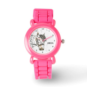 Horse Cute Girls Pink Animal Kids Pony Watch