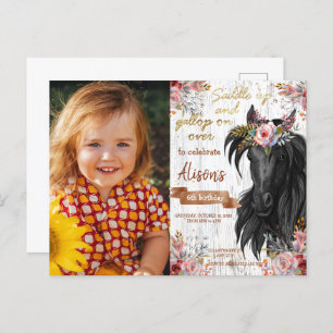 Horse cute pink Birthday Party  Postcard